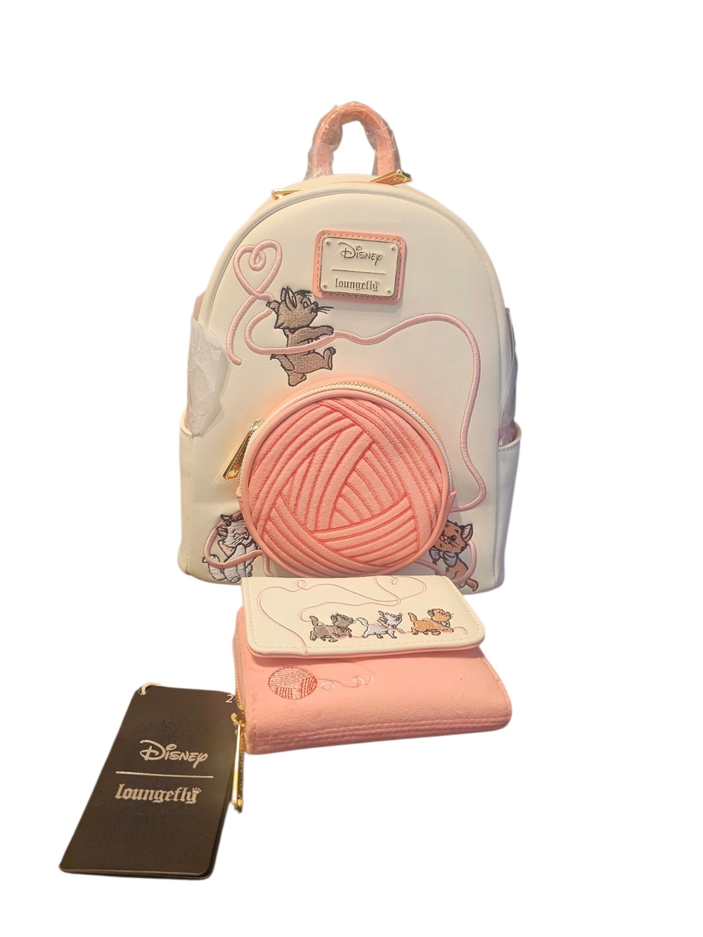 NWT Loungefly Disney The Aristocats Kittens & Yarn Mini Backpack & Wallet